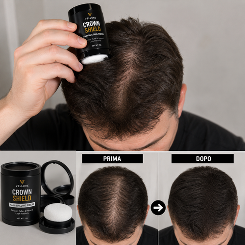 🔥 CROWN SHIELD™ | Copertura Istantanea per Capelli Diradati e Capelli Bianchi – Effetto Folto Naturale in Pochi Secondi