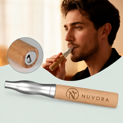 Bastone per smettere di fumare senza nicotina Inalatore in legno di noce naturale con capsule di olio essenziale Aiuto per l'aromaterapia per il sollievo dall'ansia