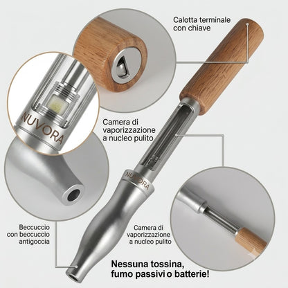 Bastone per smettere di fumare senza nicotina Inalatore in legno di noce naturale con capsule di olio essenziale Aiuto per l'aromaterapia per il sollievo dall'ansia