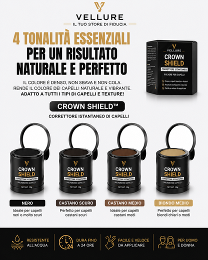 🔥 CROWN SHIELD™ | Copertura Istantanea per Capelli Diradati e Capelli Bianchi – Effetto Folto Naturale in Pochi Secondi