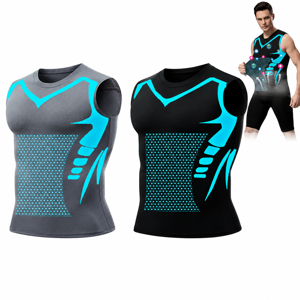 Body Shaper Uomo VELLURE™ – Canotta Modellante Effetto Silhouette con Tessuto Ice Silk Traspirante