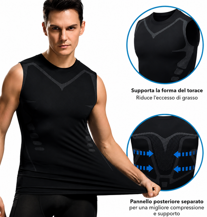Body Shaper Uomo VELLURE™ – Canotta Modellante Effetto Silhouette con Tessuto Ice Silk Traspirante