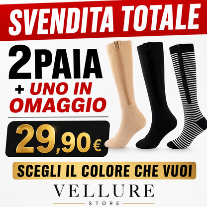 Calze a Compressione con Zip 20-30 mmHg – Comfort Professionale, Gambe Leggere Tutto il Giorno