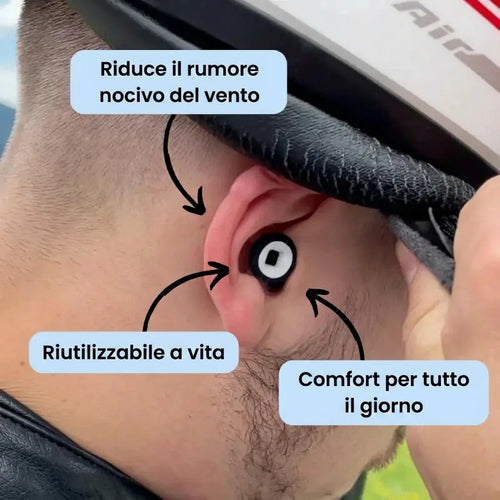 SilentRide™ Tappi Antirumore per Moto 27dB – Protezione Udito, Riduzione del Rumore del Vento e Comfort per Lunghi Viaggi
