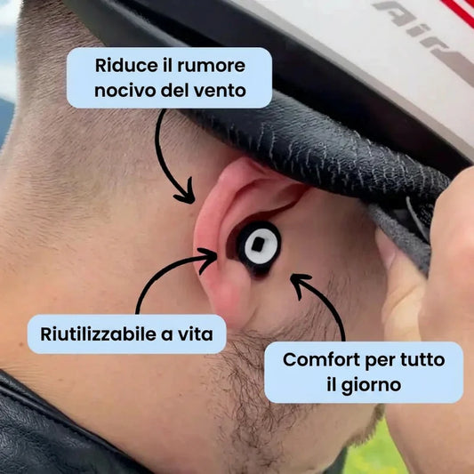 SilentRide™ Tappi Antirumore per Moto 27dB – Protezione Udito, Riduzione del Rumore del Vento e Comfort per Lunghi Viaggi
